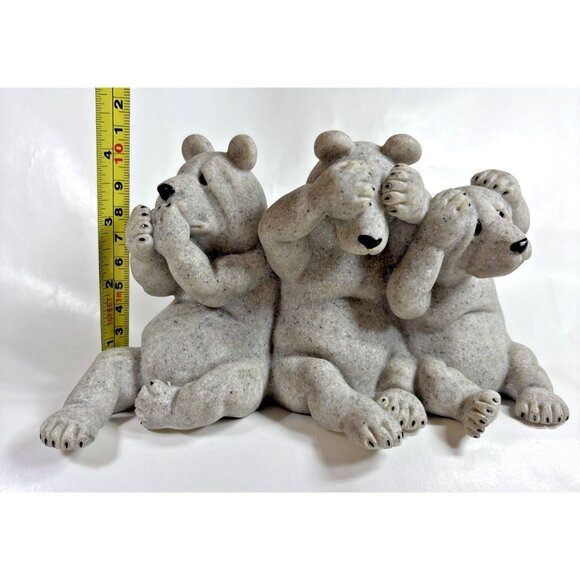 Quarry Critters Second Nature Uh Oh No Evil Bear Trio Scuplture 2000 - Picture 8 of 8